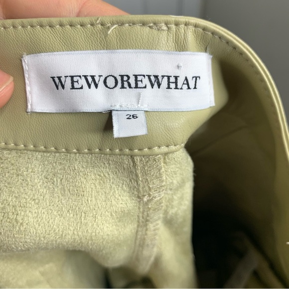 We Wore What‎ revolve faux leather green oat kick flare pants size 27 minimalist - Picture 8 of 11